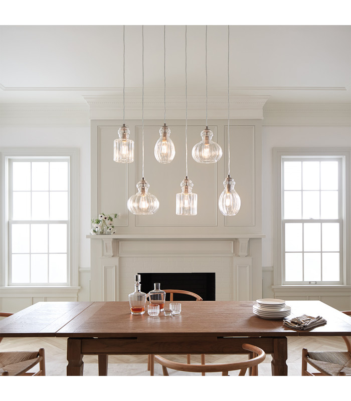Riviera 1 Light Pendant Brushed Nickel E27-5