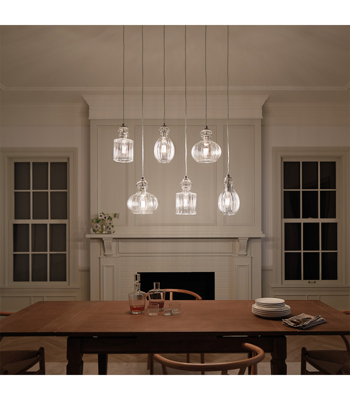 Riviera 1 Light Pendant Brushed Nickel E27-6