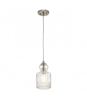 Riviera 1 Light Pendant Brushed Nickel E27-1