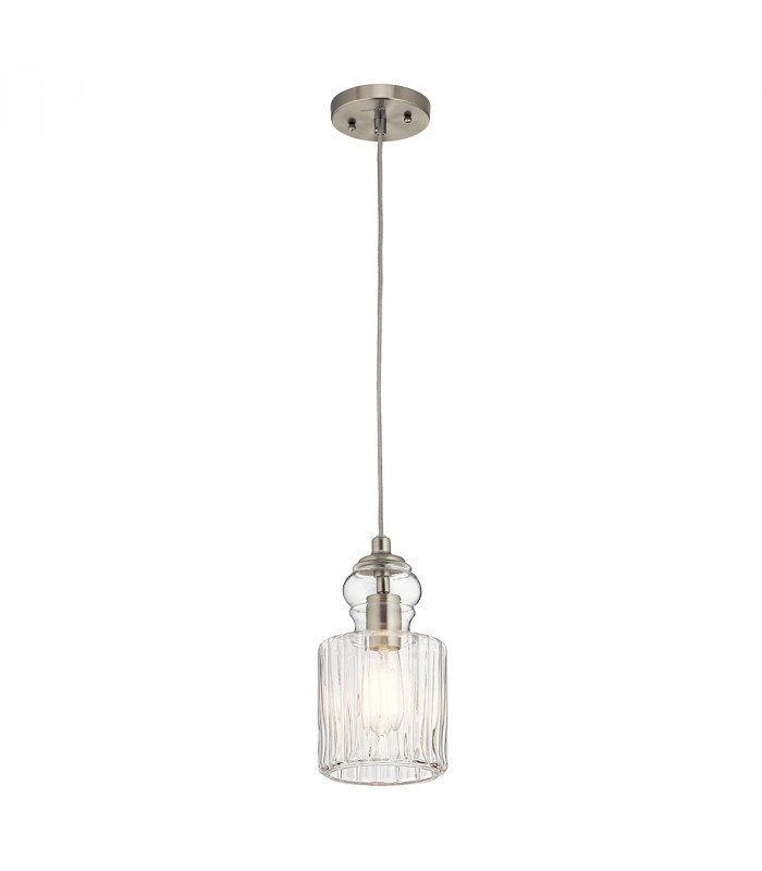 Riviera 1 Light Pendant Brushed Nickel E27-1