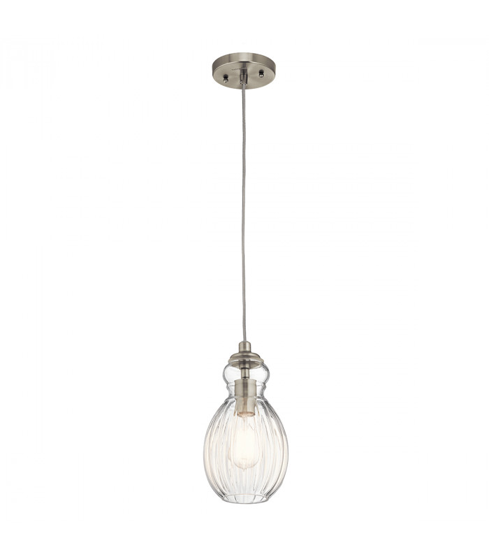 Riviera 1 Light Pendant Brushed Nickel E27-1