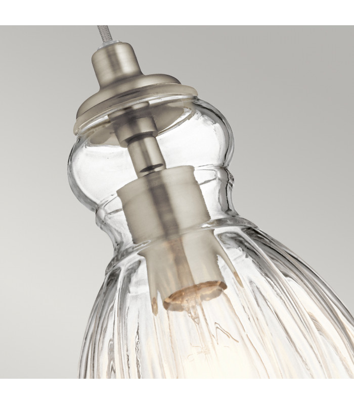 Riviera 1 Light Pendant Brushed Nickel E27-2