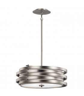 Roswell 3 Light Ceiling Round Pendant Brushed Nickel E27-1