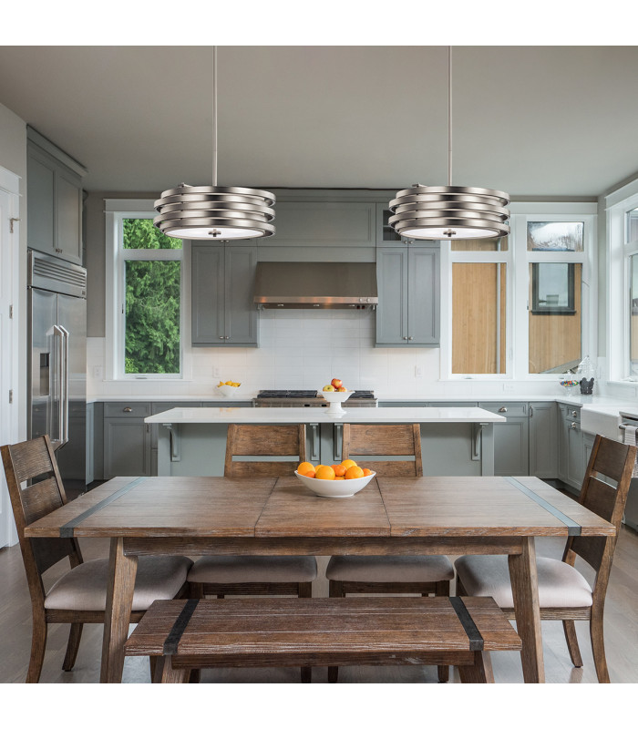 Roswell 3 Light Ceiling Round Pendant Brushed Nickel E27-2