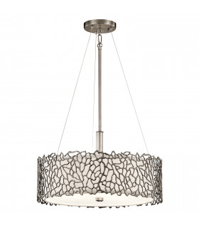 Silver Coral 3 Light Ceiling Duo-Mount Pendant Classic Pewter E27-1