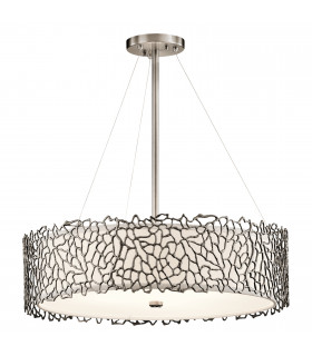 Silver Coral 4 Light Ceiling Pendant Classic Pewter E27-1