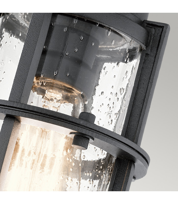 Suri Outdoor 1 Light Porch  Pedestal Lantern Textured Black IP44 E27-4