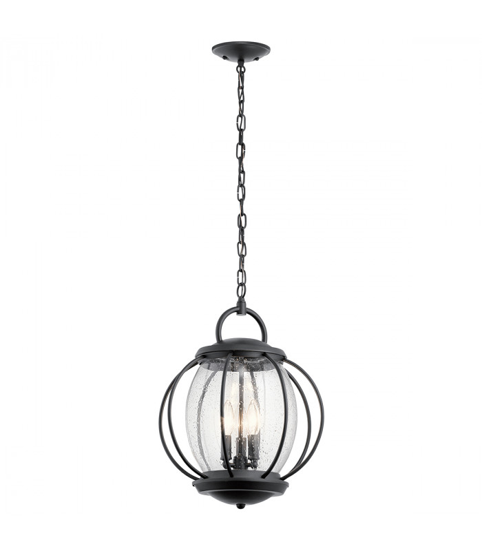 Vandalia 3 Light Medium Outdoor Ceiling Chain Lantern Black E14-1
