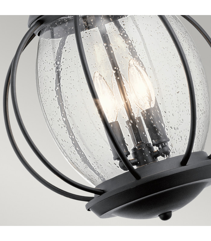 Vandalia 3 Light Medium Outdoor Ceiling Chain Lantern Black E14-4