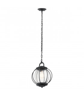 Vandalia 1 Light Small Outdoor Ceiling Chain Lantern Black E27-1