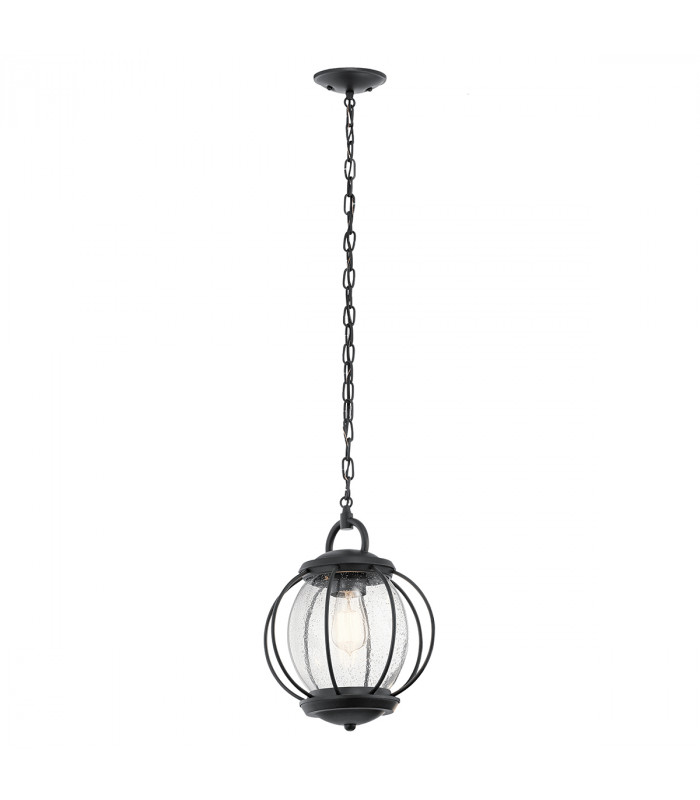 Vandalia 1 Light Small Outdoor Ceiling Chain Lantern Black E27-1
