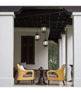 Vandalia 1 Light Small Outdoor Ceiling Chain Lantern Black E27-2