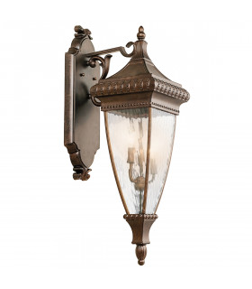 Venetian Rain 3 Light Outdoor Large Wall Lantern Light Brushed Bronze IP44 E14-1