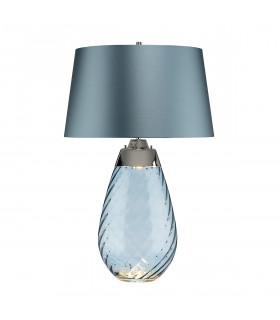 Lena 2 Light Large Blue Table Lamp Blue-tinted Glass  Duck Egg Blue Shade E27-1