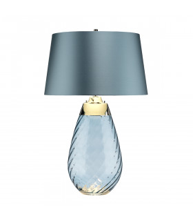 Lena 2 Light Large Blue Table Lamp Blue-tinted Glass  Duck Egg Blue Shade E27-2