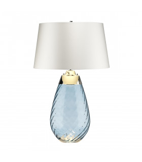 Lena 2 Light Large Blue Table Lamp with Off-white Shade Blue-tinted Glass  Off-White Shade E27-2