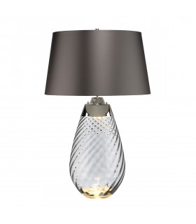 Lena 2 Light Large Smoke Table Lamp Smoke-tinted Glass  Slate Shade E27-1