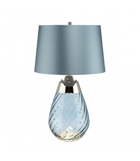Lena 2 Light Small Blue Table Lamp Blue-tinted Glass  Duck Egg Blue Shade E27-1