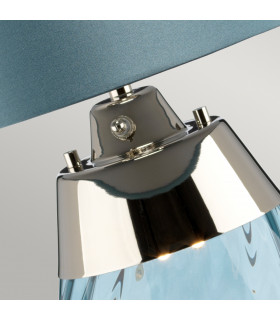 Lena 2 Light Small Blue Table Lamp Blue-tinted Glass  Duck Egg Blue Shade E27-2