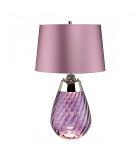 Lena 2 Light Small Plum Table Lamp Plum-tinted Glass  Heather Shade E27-1