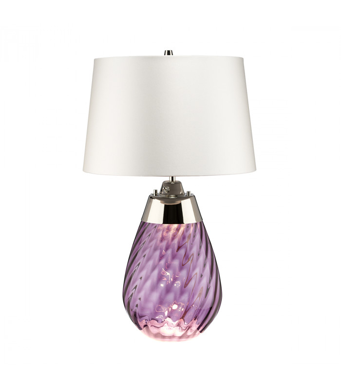 Lena 2 Light Small Plum Table Lamp with Off-white Shade Plum-tinted Glass  Off-White Shade E27-1
