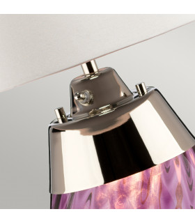 Lena 2 Light Small Plum Table Lamp with Off-white Shade Plum-tinted Glass  Off-White Shade E27-2