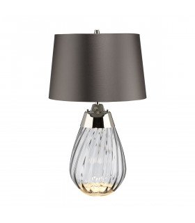 Lena 2 Light Small Smoke Table Lamp Smoke-tinted Glass  Slate Shade E27-1