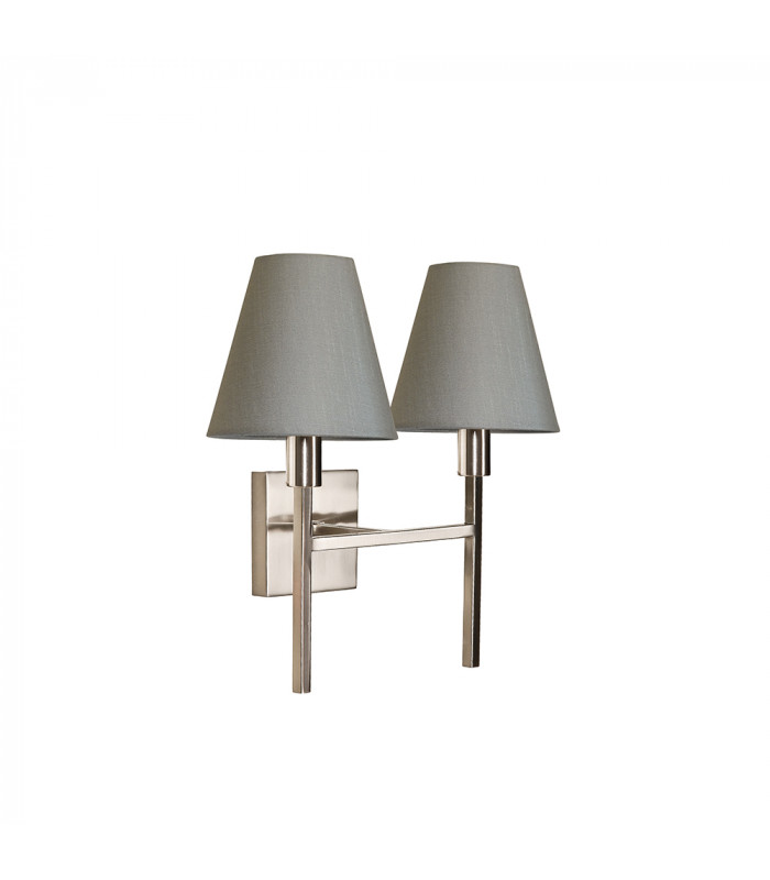 Lucerne Wall 2 Light Brushed Nickel with Grey Shade-1