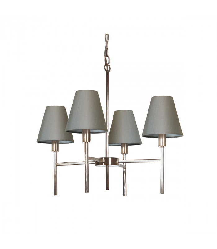 Lucerne 4 Light Pendant Chandelier with Grey Shade-1