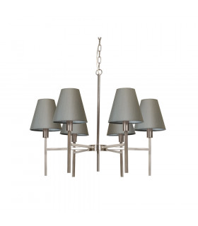 Lucerne 6 Light Pendant Chandelier with Grey Shade