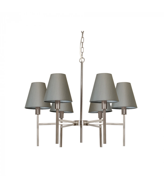 Lucerne 6 Light Pendant Chandelier with Grey Shade