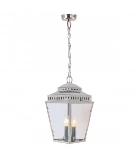Mansion House 3 Light Outdoor Ceiling Chain Lantern Polished Nickel IP44 E14-1