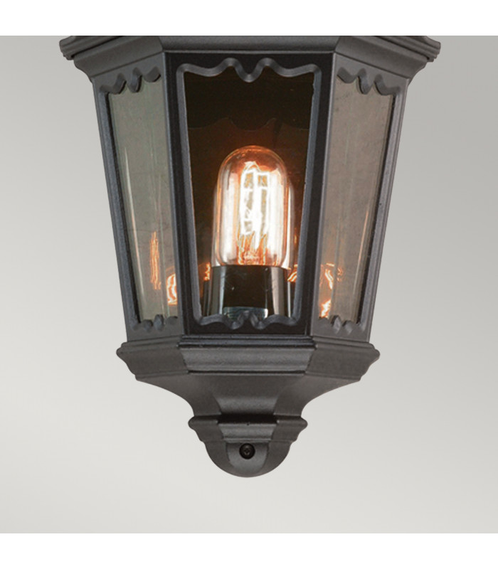 Medstead 1 Light Outdoor Wall Half Lantern Light Black IP43 E27-3