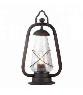 Miners 1 Light Outdoor Pedestal Lantern Old Bronze IP44 E14-1