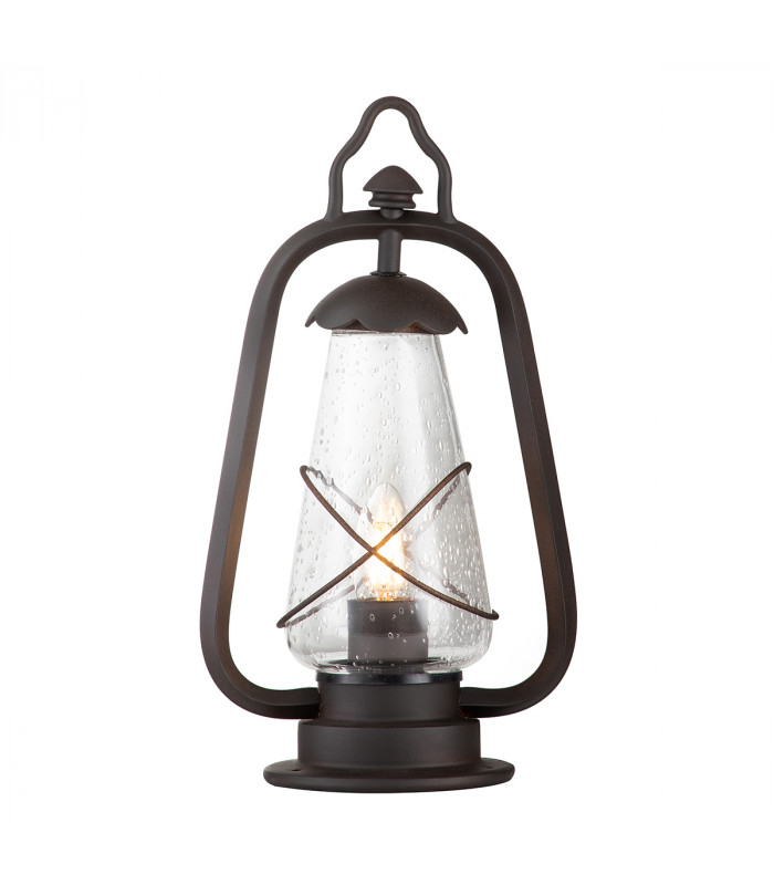 Miners 1 Light Outdoor Pedestal Lantern Old Bronze IP44 E14-1