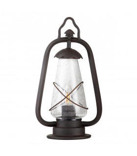 Miners 1 Light Outdoor Pedestal Lantern Old Bronze IP44 E14-2