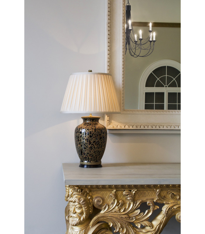 Morris 1 Light Large Table Lamp Black Gold E27-3