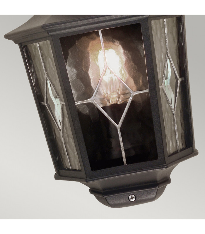 Norfolk 1 Light Outdoor Wall Half Lantern Light Black IP44 E27-3