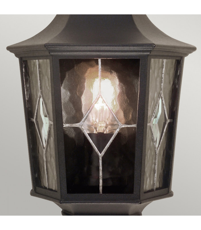 Norfolk 1 Light Outdoor Wall Half Lantern Light Black IP44 E27-4
