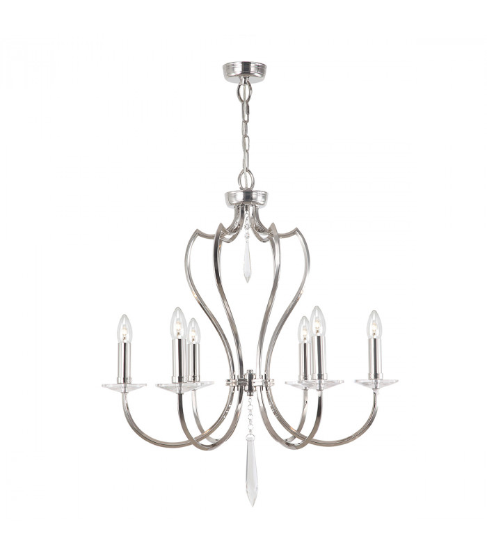 Pimlico 6 Light Chandelier Polished Nickel Finish E14