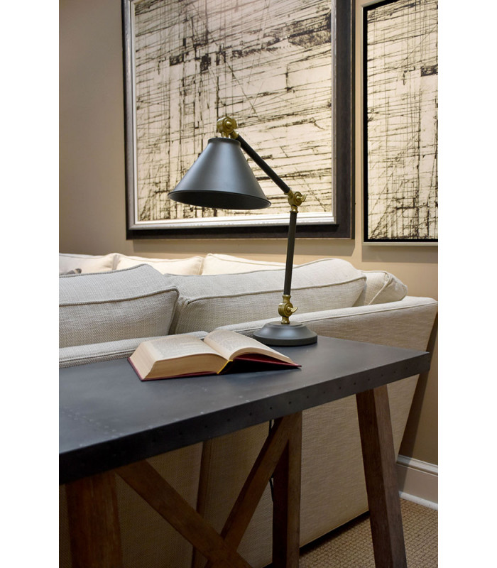 Provence Element 1 Light Table Lamp Grey Aged Brass E27-3