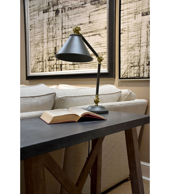 Provence Element 1 Light Table Lamp Grey Aged Brass E27-4