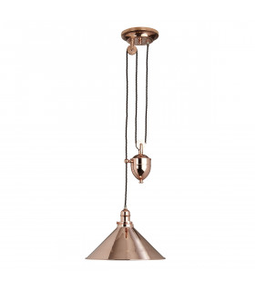 Provence 1 Light Rise & Fall Dome Ceiling Pendant Polished Copper E27-1