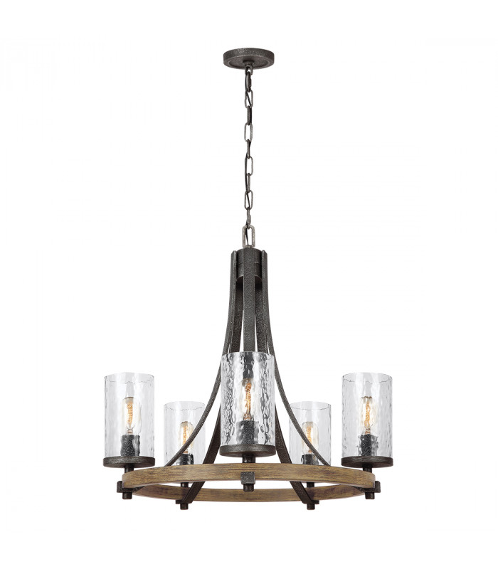 Feiss Angelo 5 Light Chandelier Weathered Oak-1