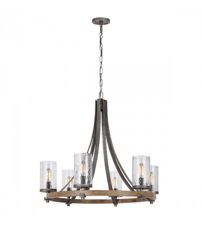 Feiss Angelo 6 Light Chandelier Weathered Oak-1