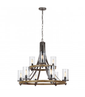 Feiss Angelo 9 Light Chandelier Weathered Oak-1