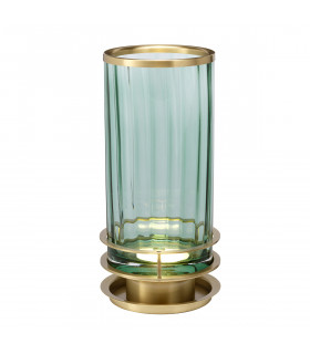 Arno Table Lamp Metalwork Aged Brass Green Glass-1