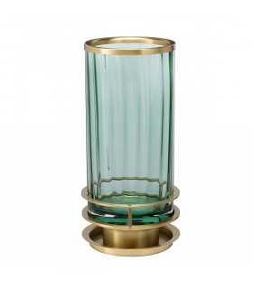 Arno Table Lamp Metalwork Aged Brass Green Glass-2