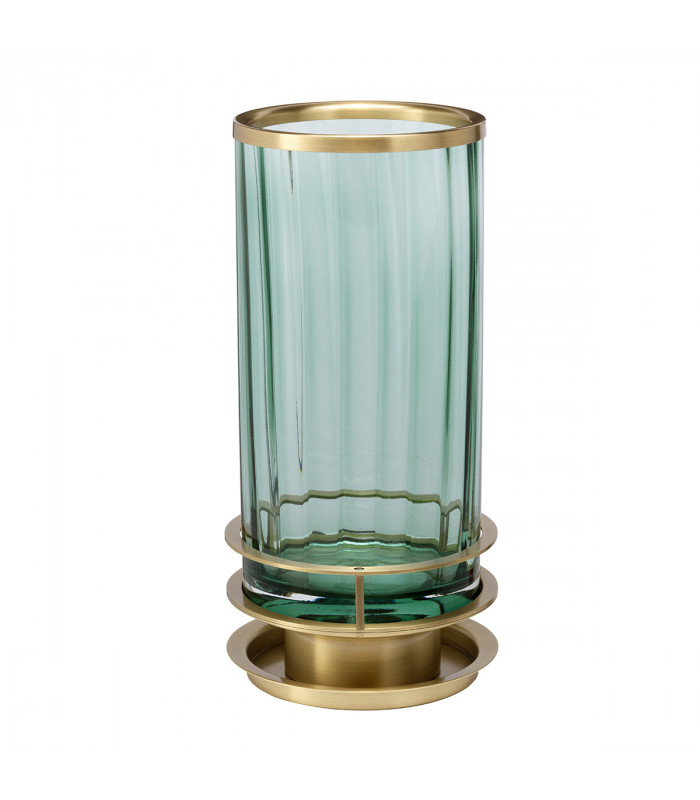 Arno Table Lamp Metalwork Aged Brass Green Glass-2