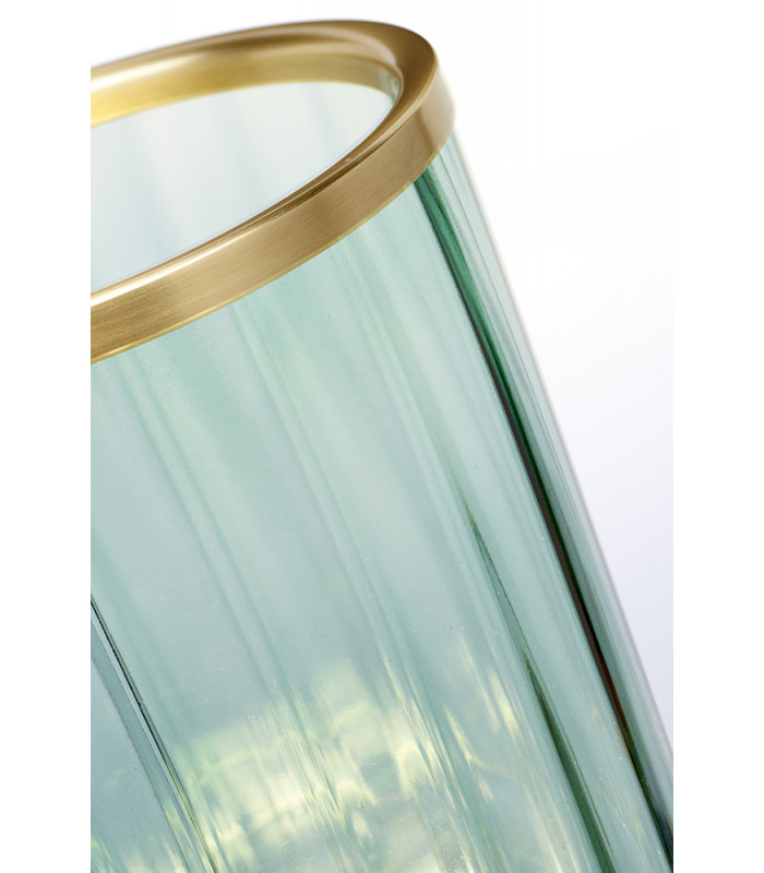 Arno Table Lamp Metalwork Aged Brass Green Glass-3